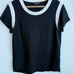 Rag & Bone Black Tee with White Accents Sz S